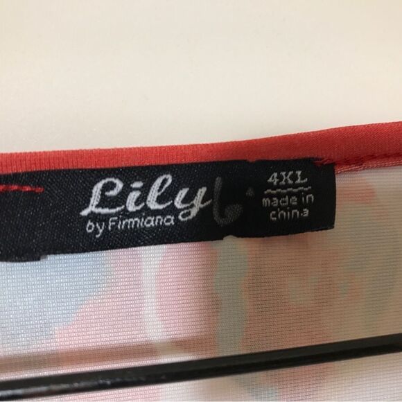 2 Lily by Firmiana Tunic Blouse Womens 4xL Blue Floral Longer Length Career Boho - Picture 7 of 10